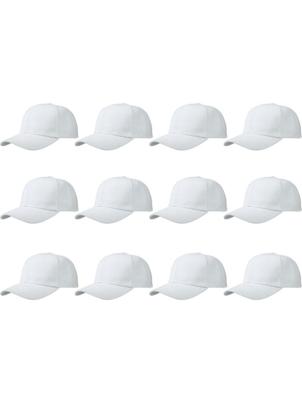 12-Pack Adjustable Blank Baseball Caps - Unisex, Customizable, Wholesale Lot